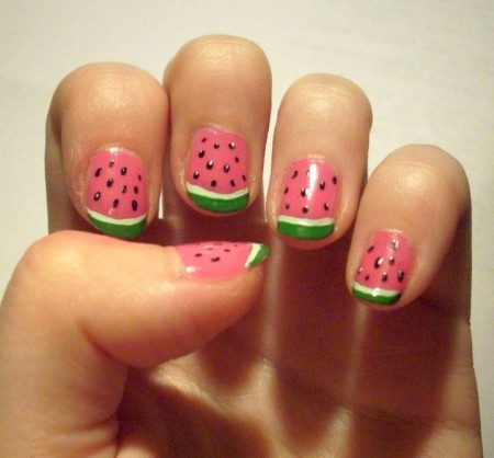Watermelon Designed Nails