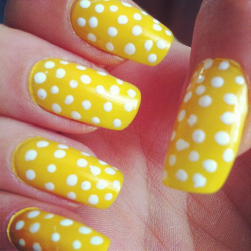 Bright Yellow with White Dots