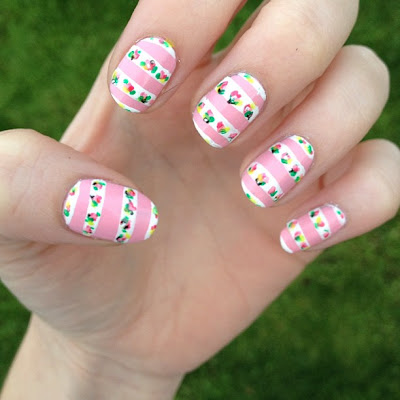 Striped Pink and White Floral