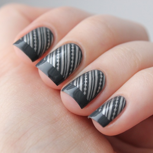 Stylish Black Design with Shiny Silver Stripes.
