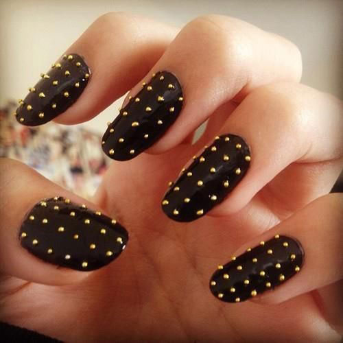 Super Black Pierced Nails with Coarse Surface