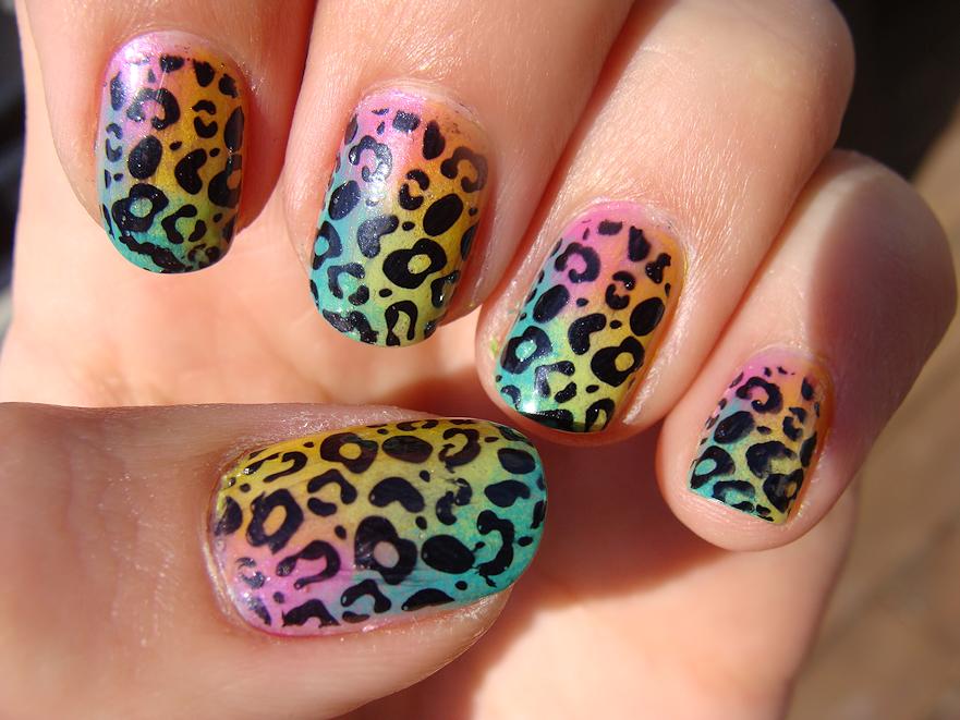 Wild Leopard Print on Multicolored Nails